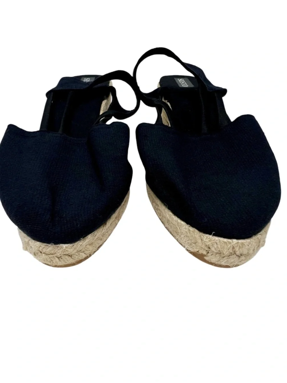 Women's Sesto Black Espadrille Wedge Slip Ons size 9
